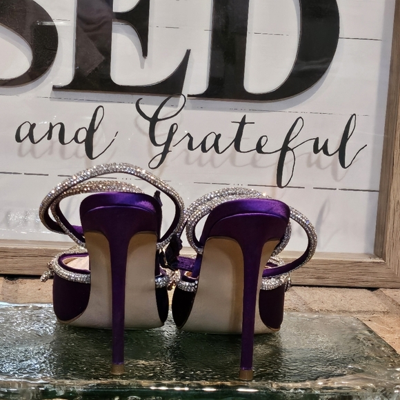 Steve Madden Viable Purple Satin with Rhinestone Bow Wmns Sz 7 - Picture 4 of 12